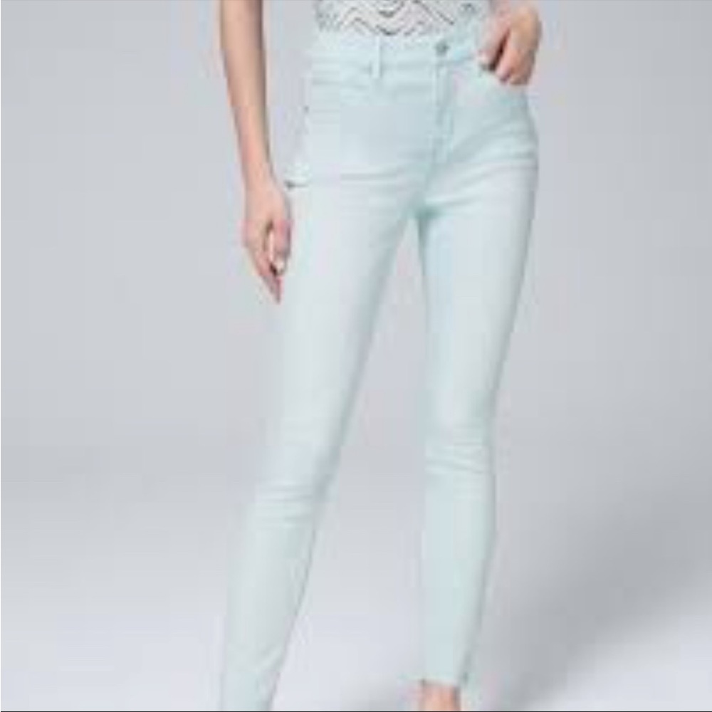 WHBM Sculpt Skinny Ankle Jeans in Mint Green - Size 12L (Tall)